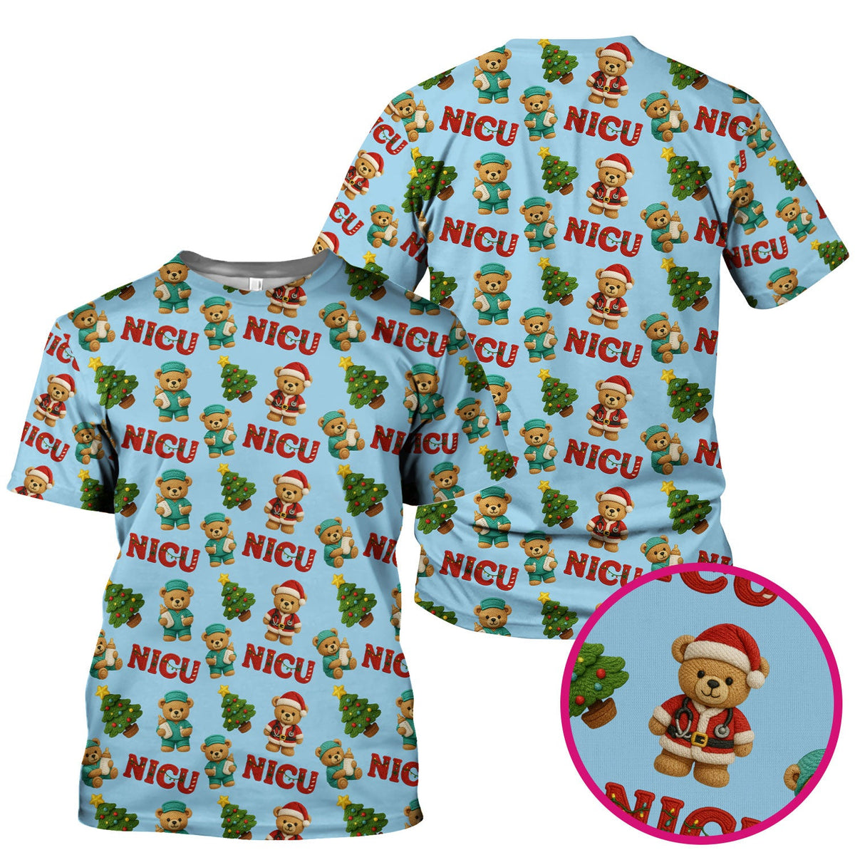 NICU Nurse Teddy Bear Scrub Top - Christmas Gift
