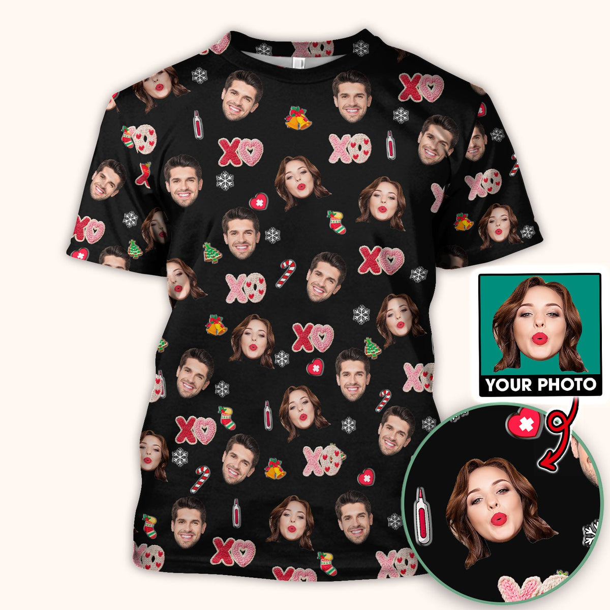 Personalized Photo Face Nurse Scrub Top