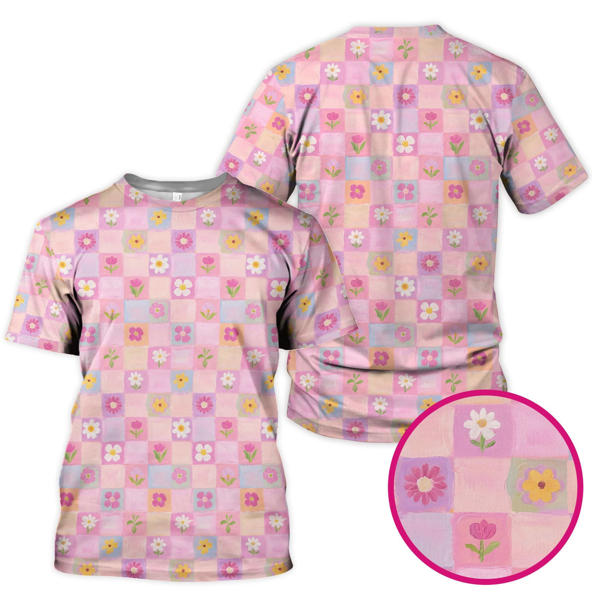 Lovely Pastel Floral Patchwork Nurse Scrub Top