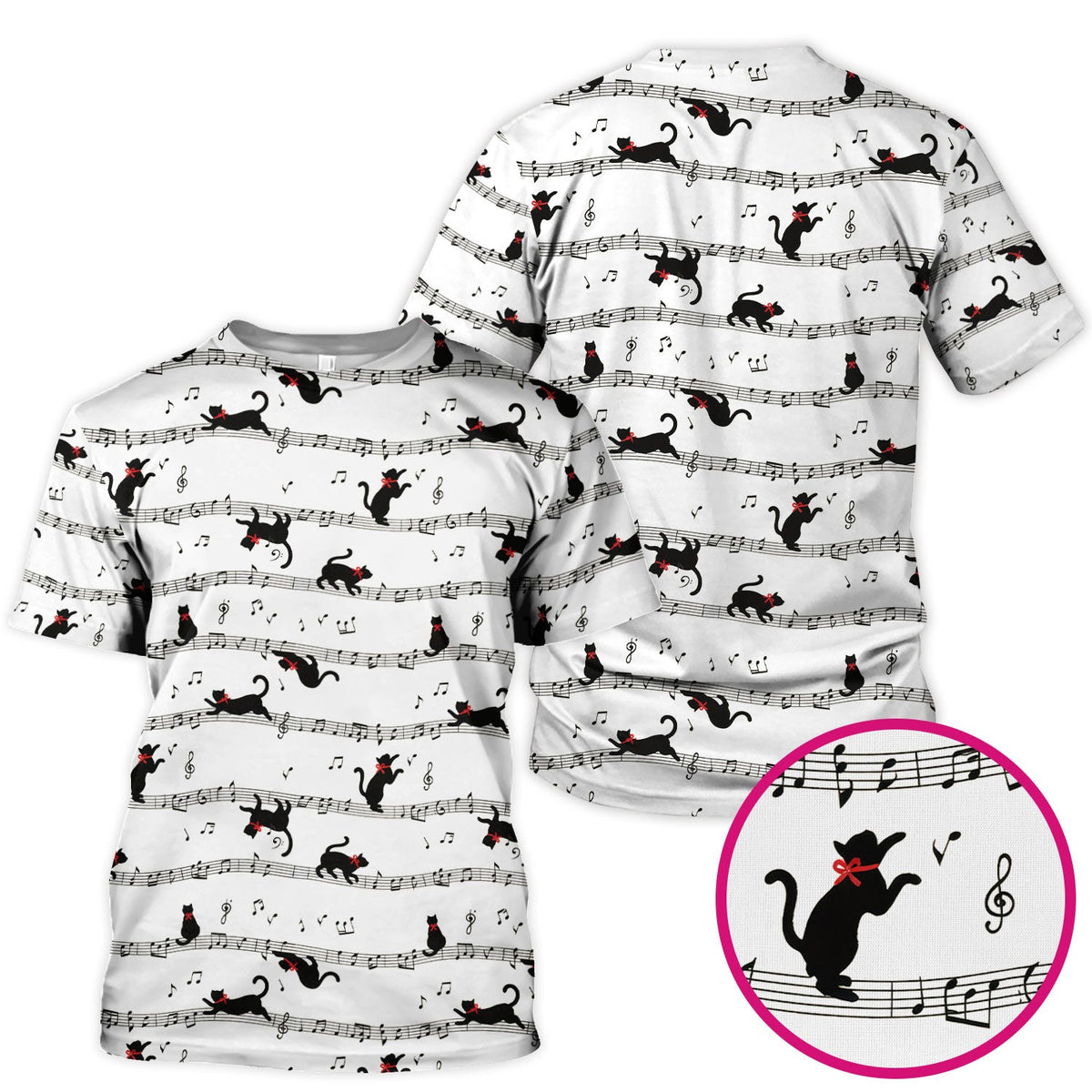 Dancing Black Cat Music Nurse Scrub Top