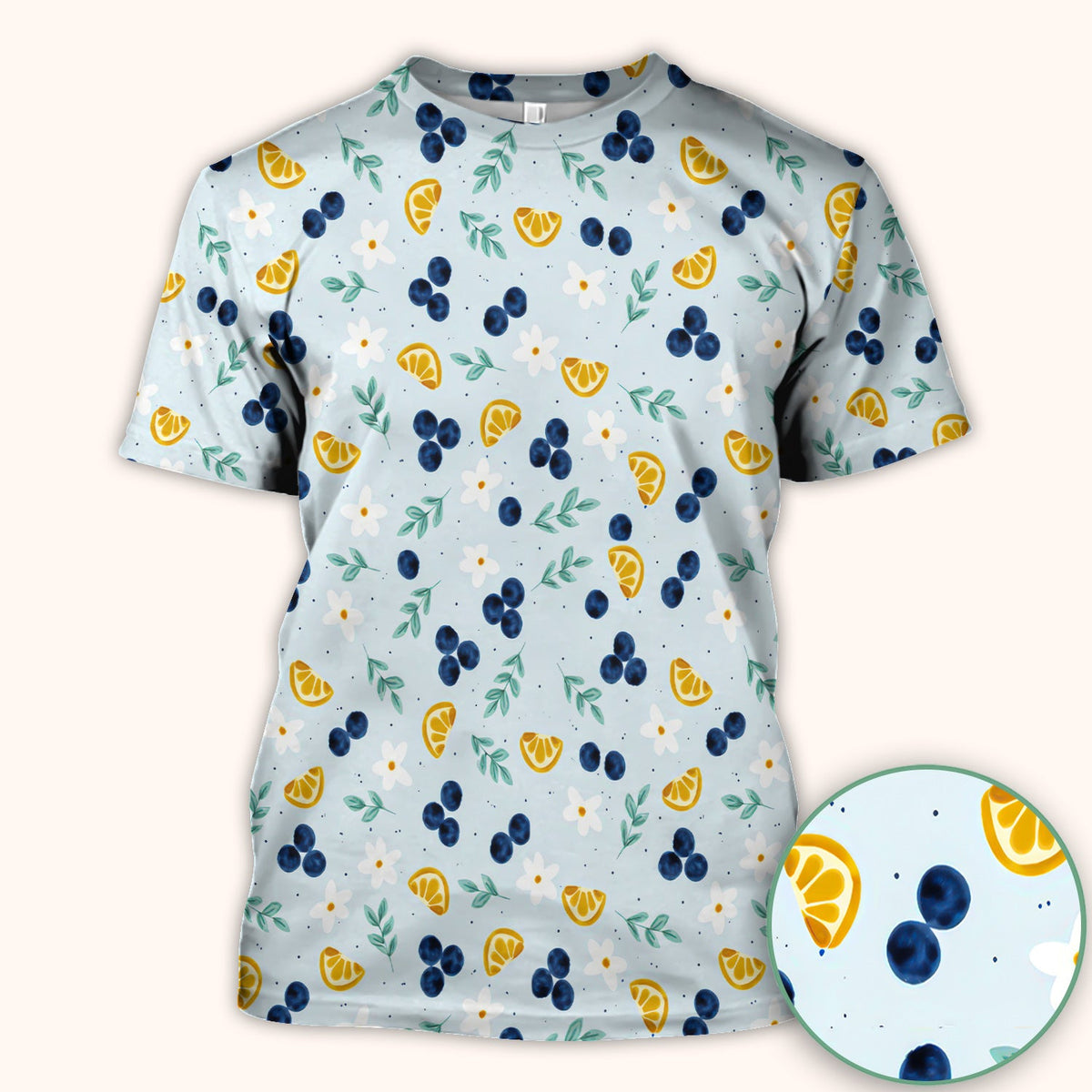Blueberry Lemon Daisy Nurse Scrub Top