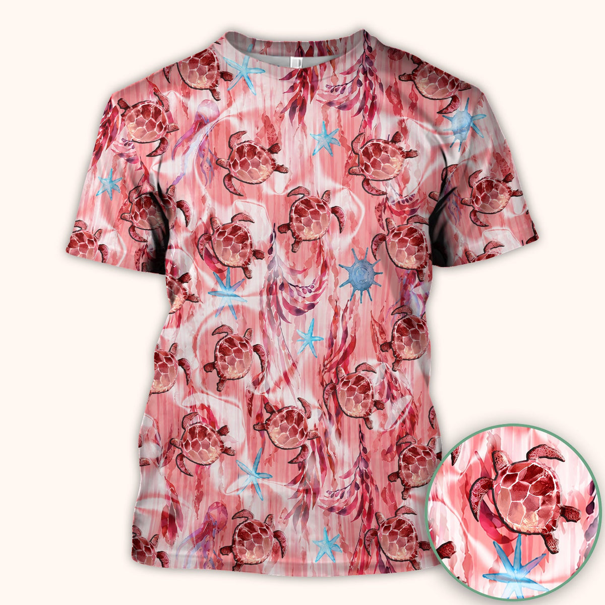 Pink Sea Turtle Ocean Nurse Scrub Top
