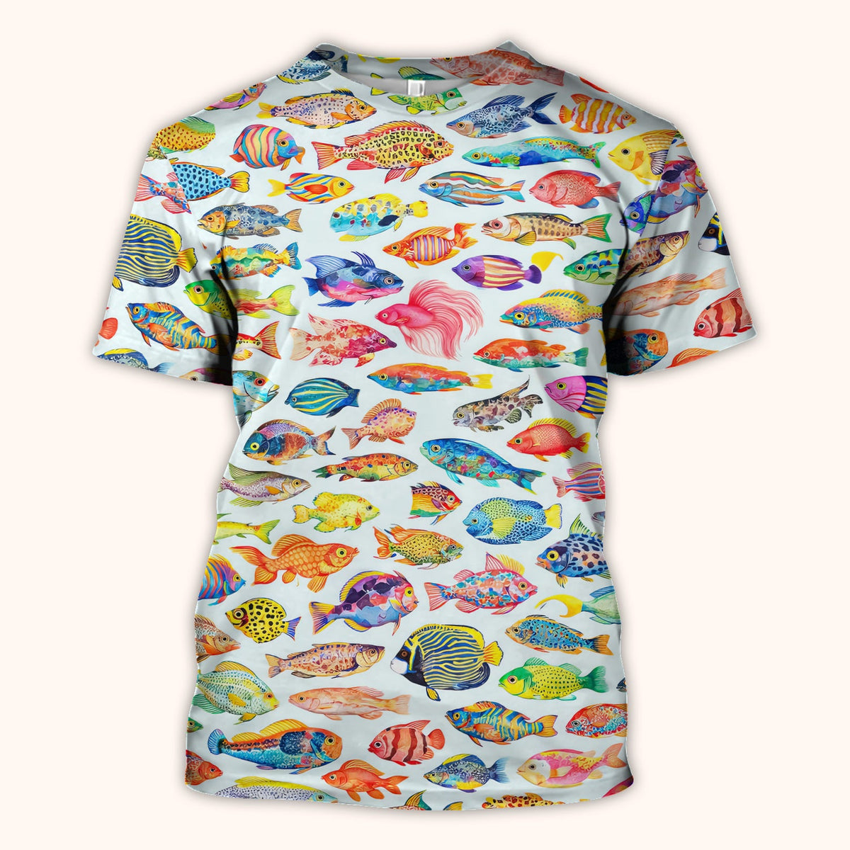 Colorful Tropical Fish Pattern Scrub Top, Breathable Medical Scrubs
