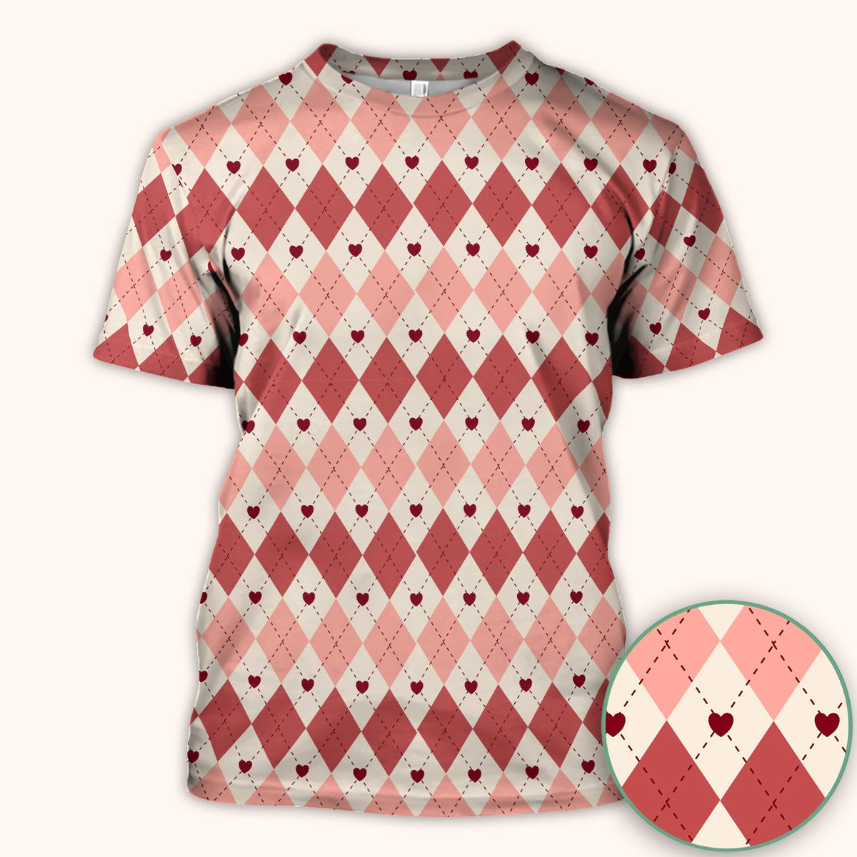 Red Argyle Plaid Nurse Scrub Top