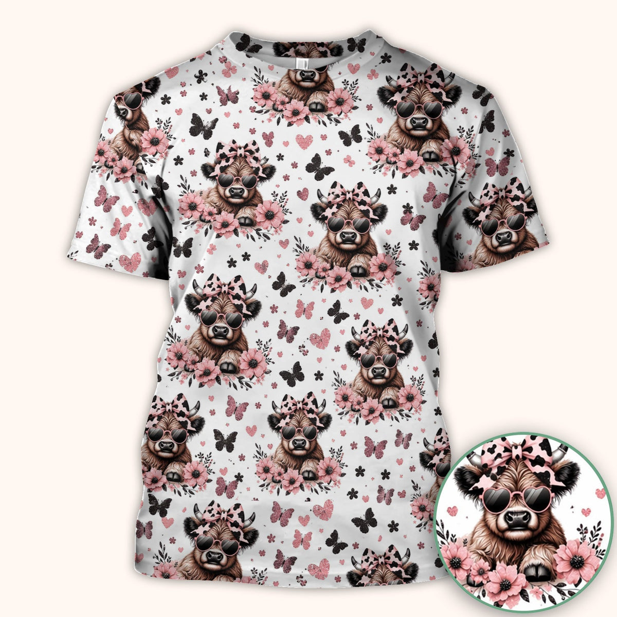 Cow Heart Sunglasses Nurse Scrub Top