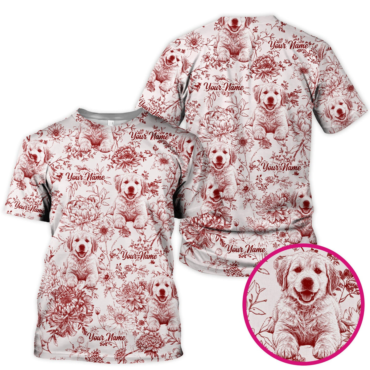 Personalized Pet Photo Floral Nurse Scrub Top