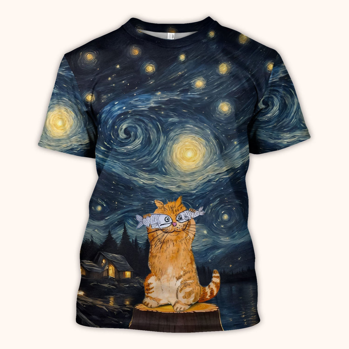 Cat Starry Night Sky Nurse Scrub Top