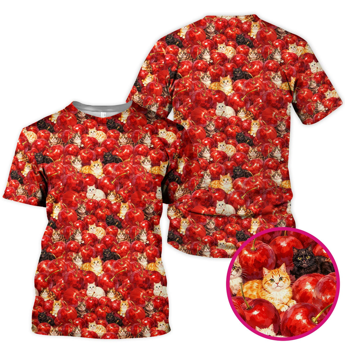 Cat Cherry Nurse Scrub Top