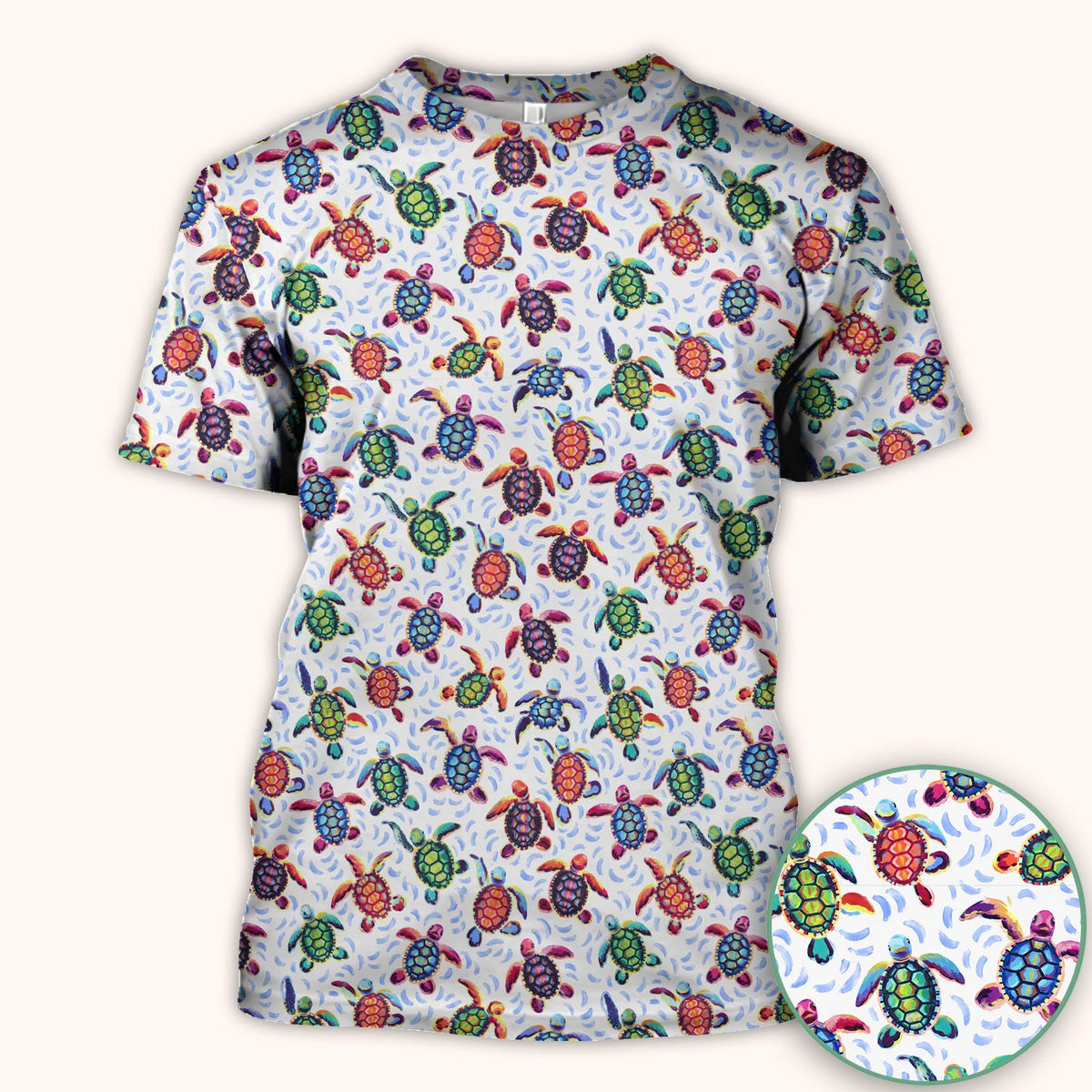 Colorful Sea Turtle Wave Nurse Scrub Top