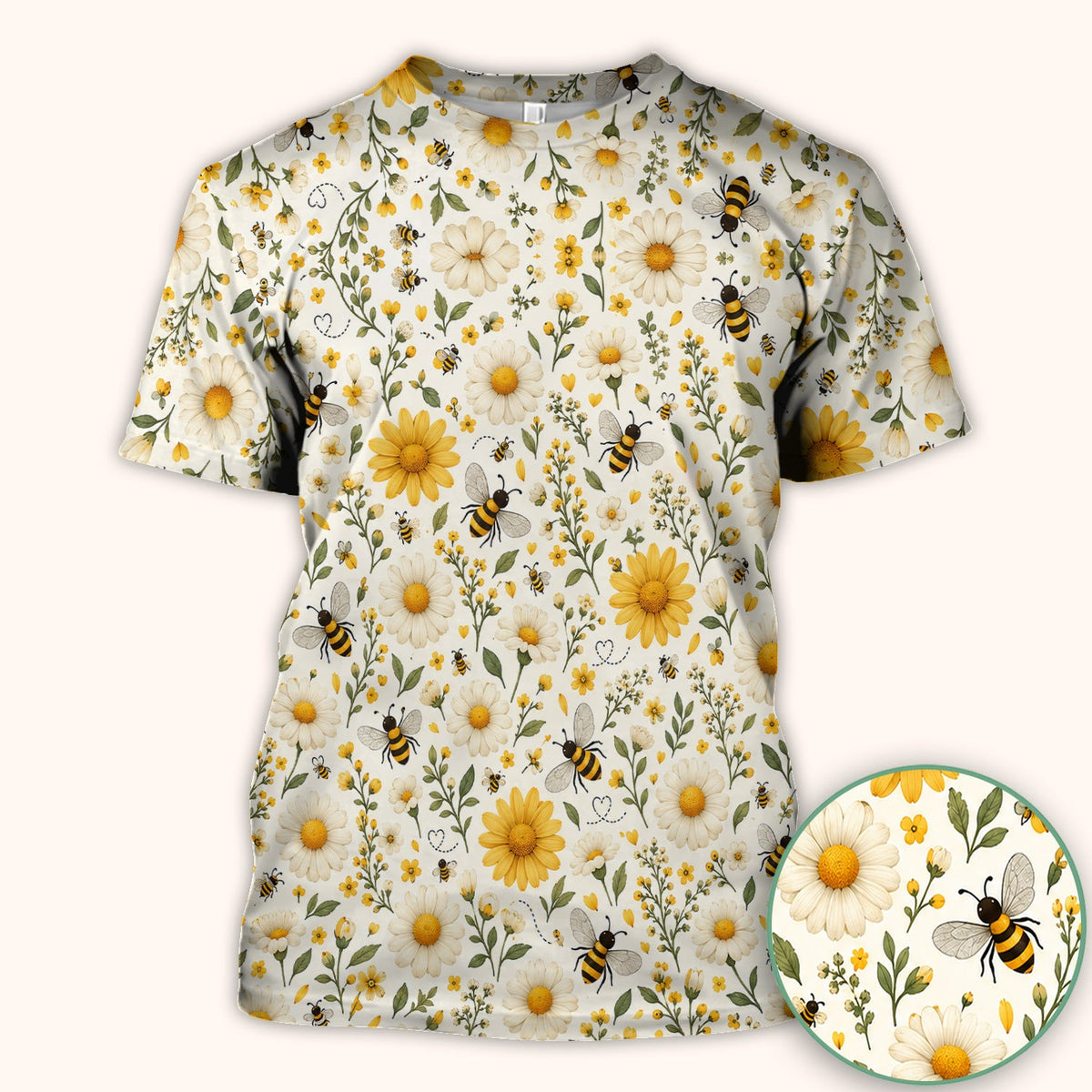 Honey Bee Daisy Nurse Scrub Top