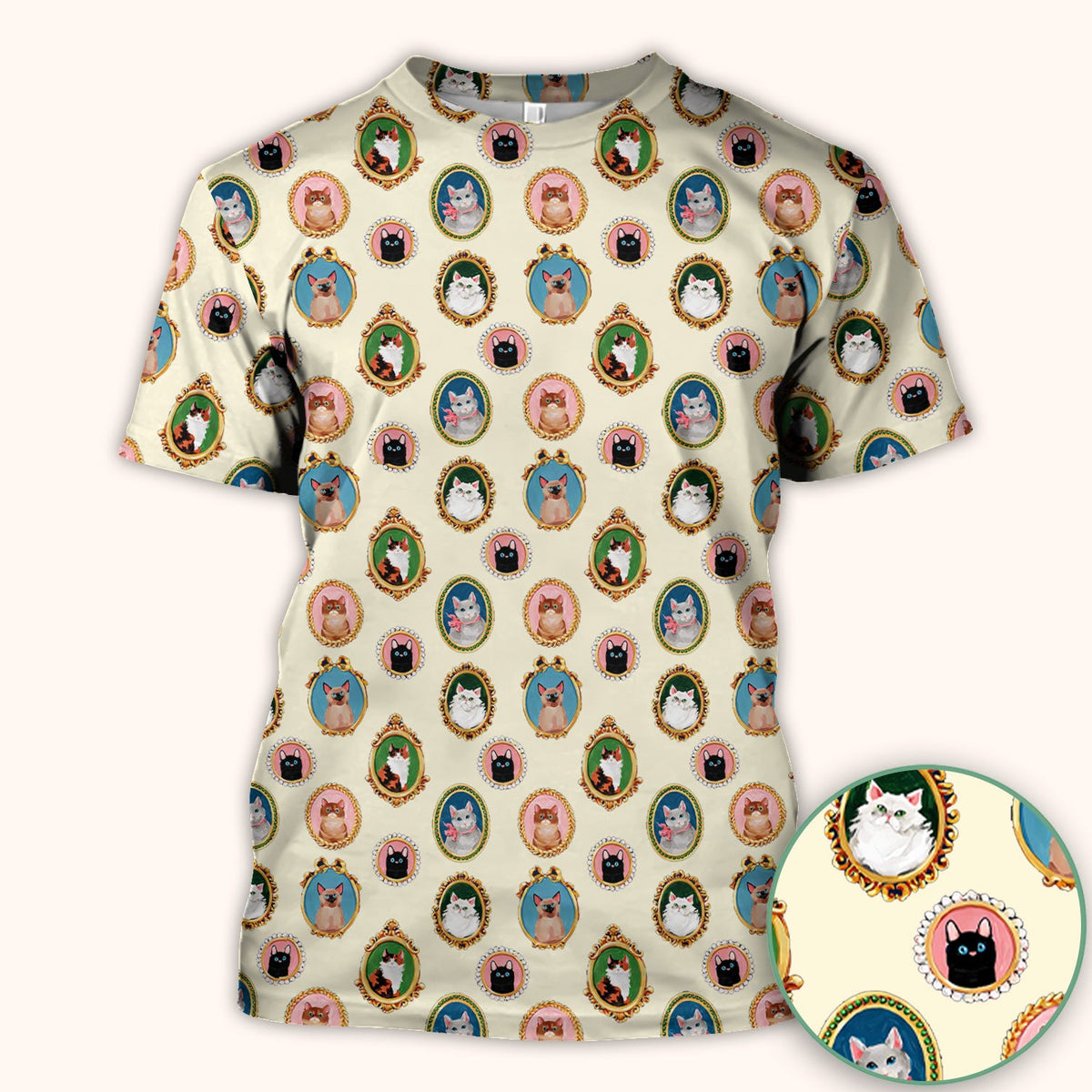 Vintage Cat Portrait Nurse Scrub Top