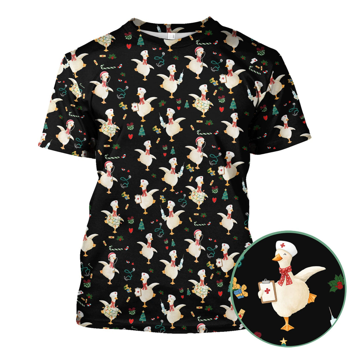 Christmas Goose Nurse Scrub Top