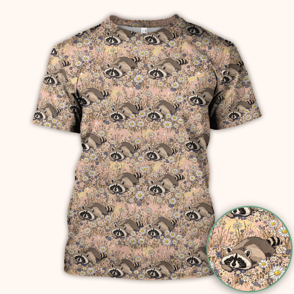 Raccoon Wildflower Meadow Nurse Scrub Top