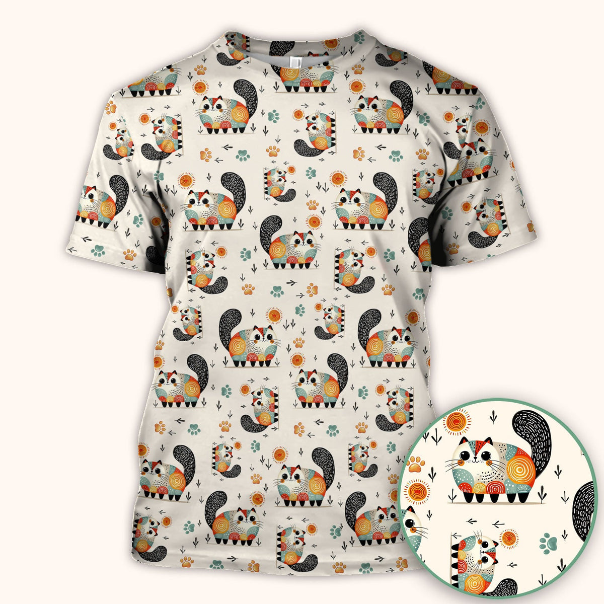 Cat Illustration Nurse Scrub Top