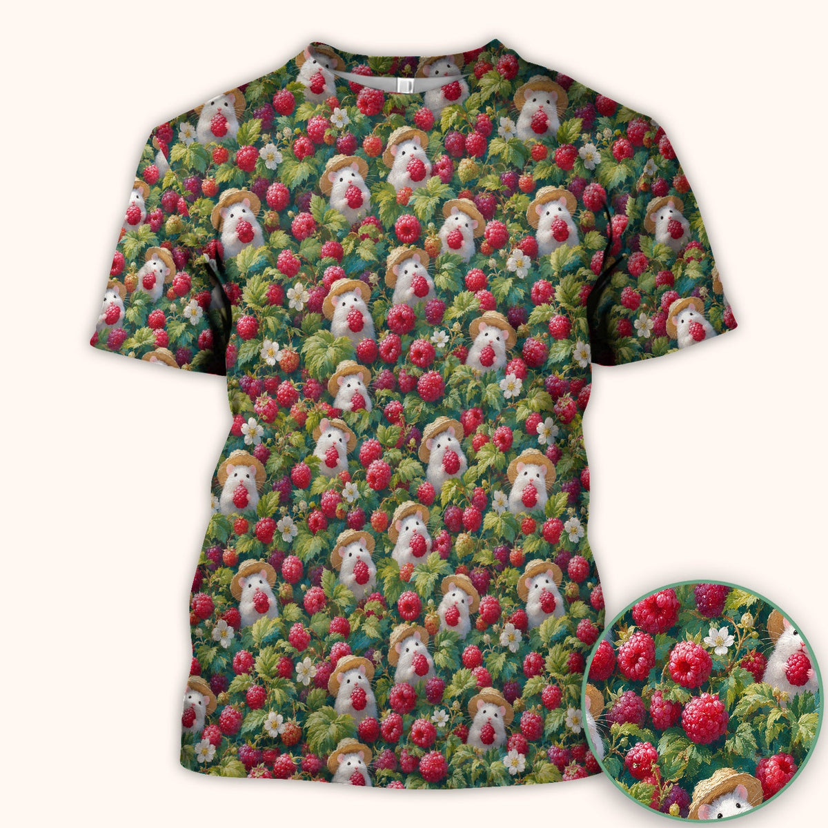 Raspberry Mouse Garden Nurse Scrub Top