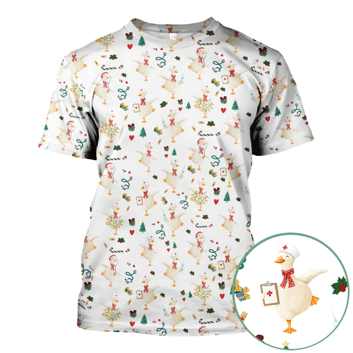 Christmas Goose Nurse Scrub Top