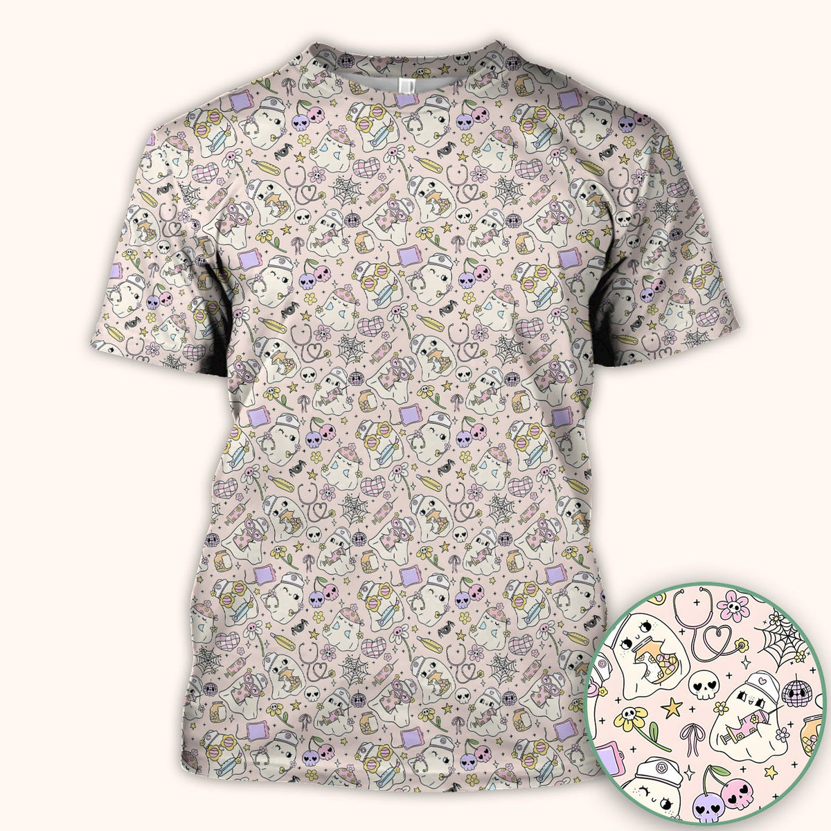 Halloween Ghosts Nurse Scrub Top