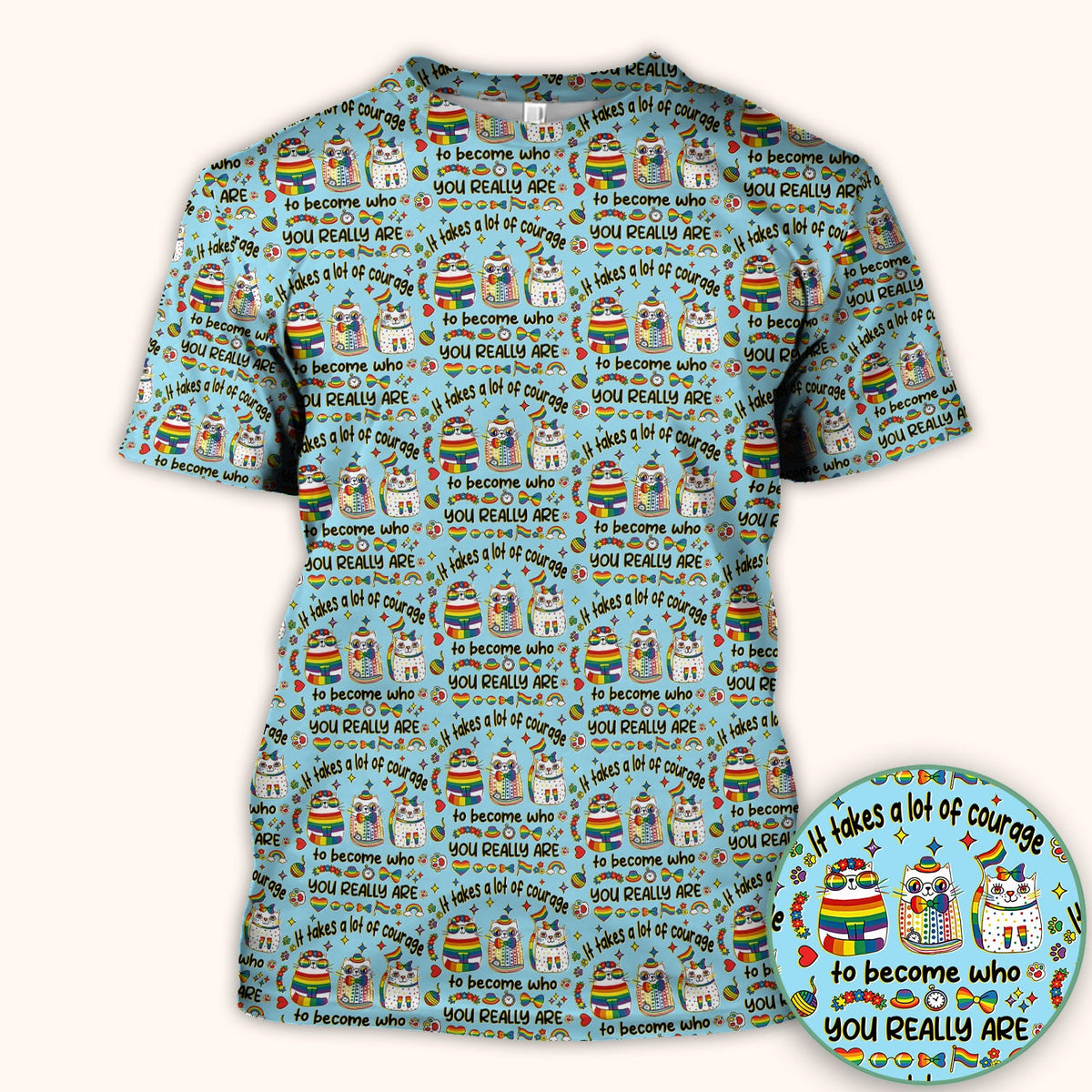 Nurse Rainbow Cat Courage Scrub Top