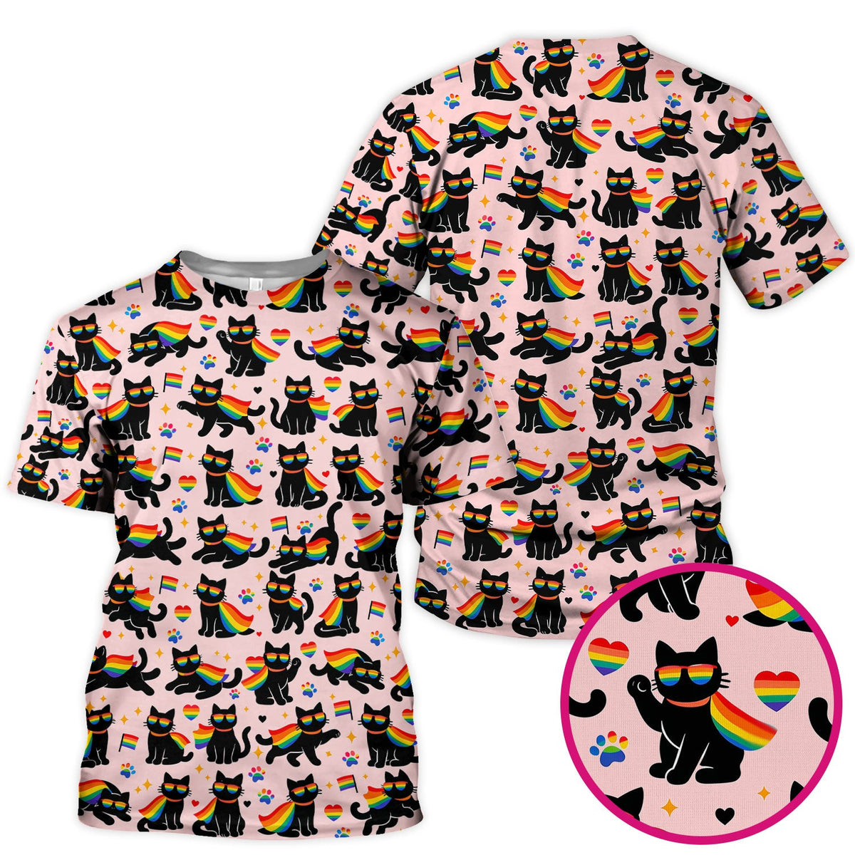 Rainbow Black Cat Pride Nurse Scrub Top