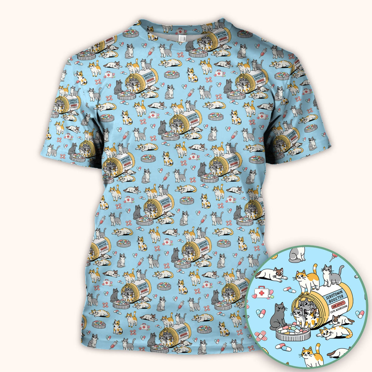 Cat Serotonin Booster Nurse Scrub Top