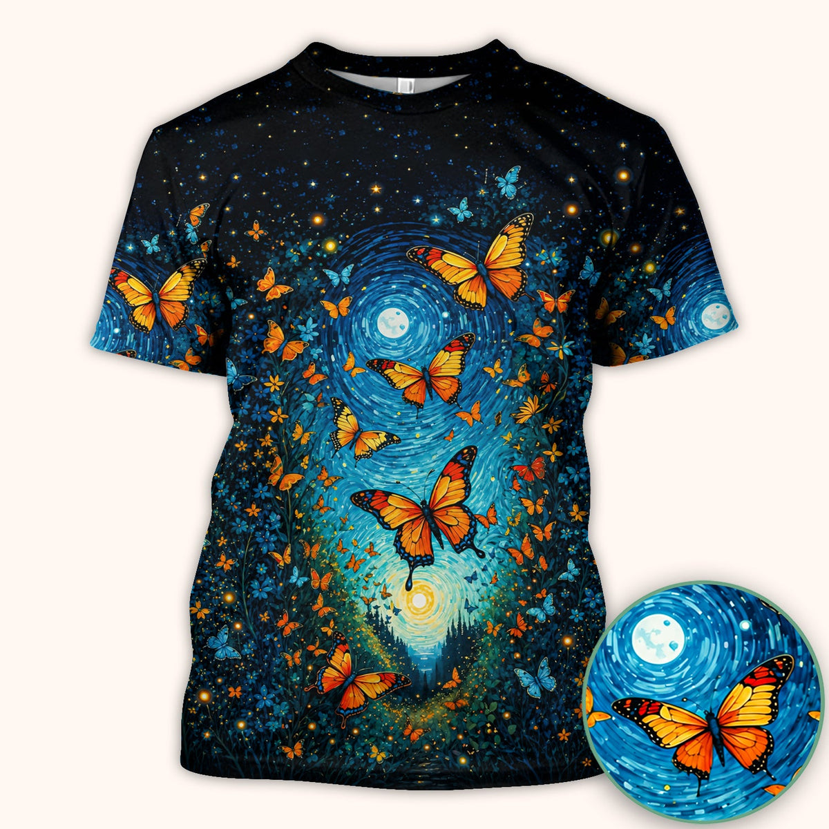 Moonlit Butterfly Pediatric Nurse Scrub Top