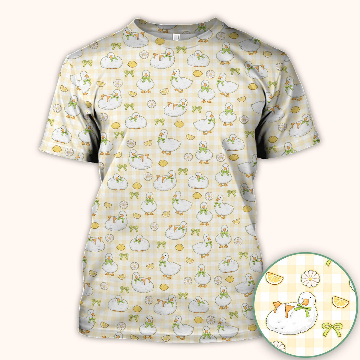 Adorable Ducks Lemon Daisy Nurse Scrub Top