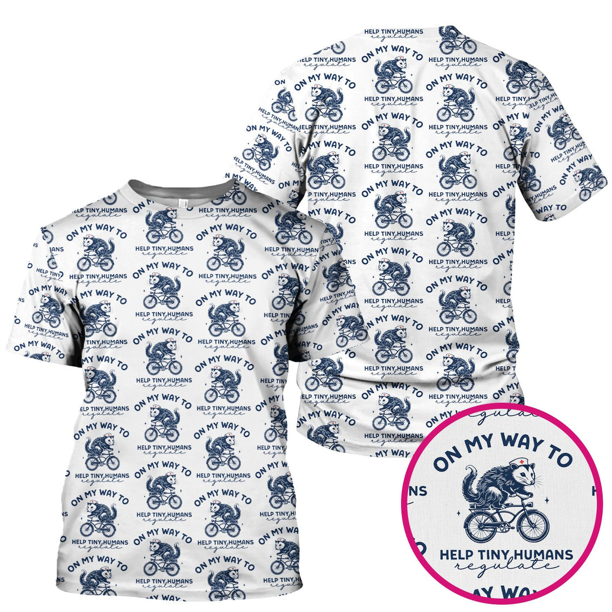Biking Opossum Funny Quote Nurse Scrub Top