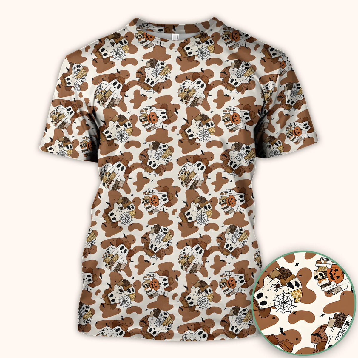 Cow Ghost Nurse Scrub Top - Halloween Gift