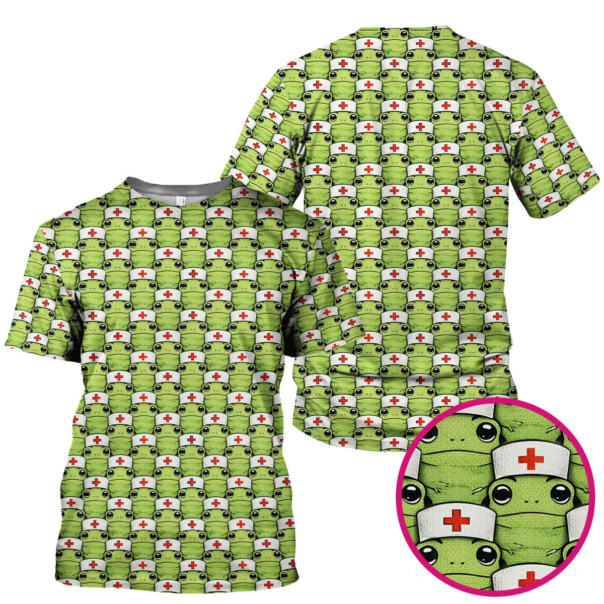 Green Frog Nurse Scrub Top