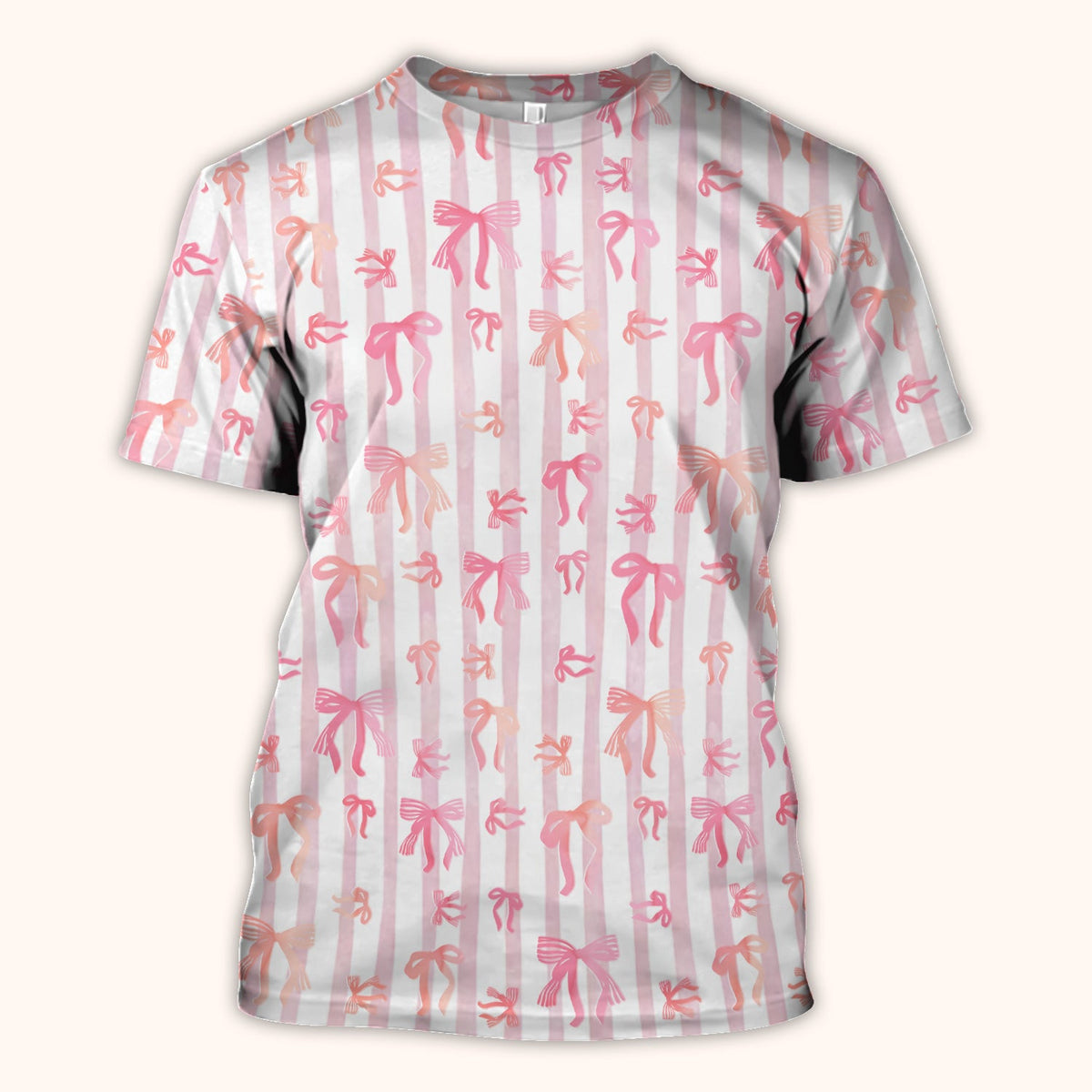 Pink Bow Stripe Nurse Scrub Top