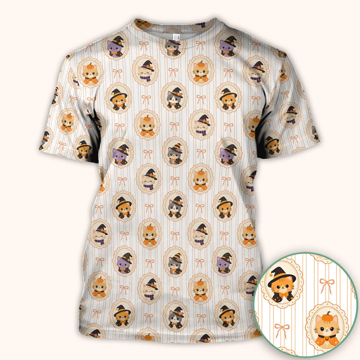 Halloween Cat Stripe Nurse Scrub Top