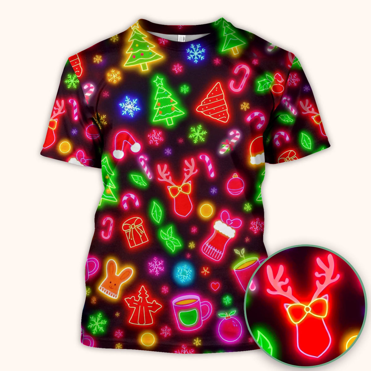 Neon Reindeer Nurse Scrub Top