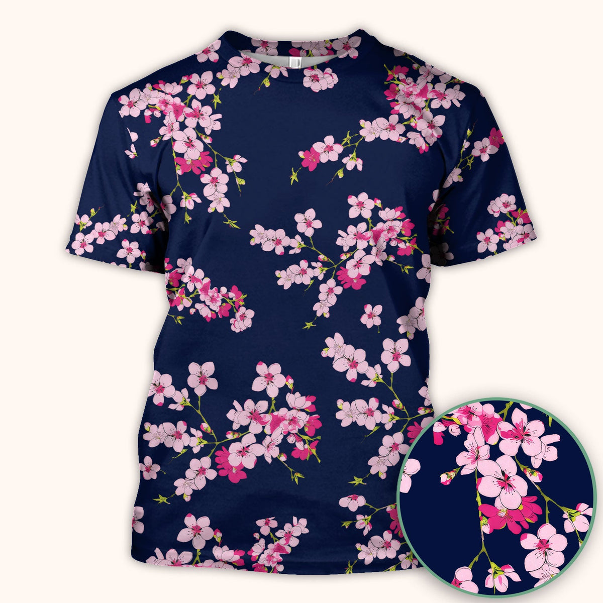 Elegant Cherry Blossom Nurse Scrub Top