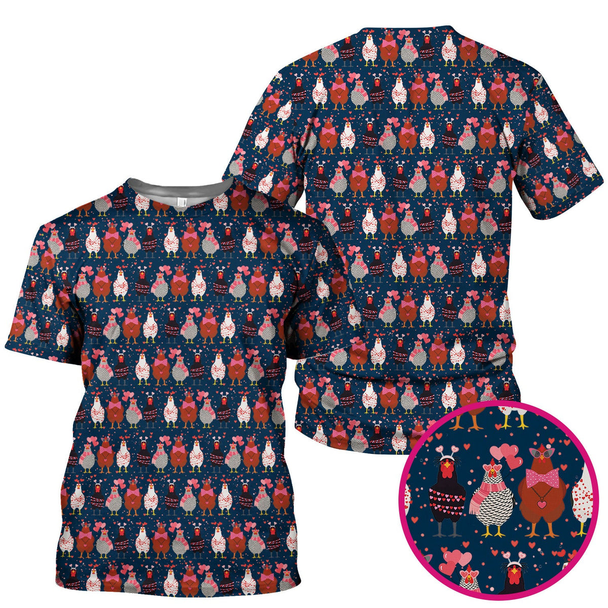 Funny Chicken Valentine Scrub Top, Chicken Pattern Scrub Shirt For Nursing, Valentine Gift For Nurse