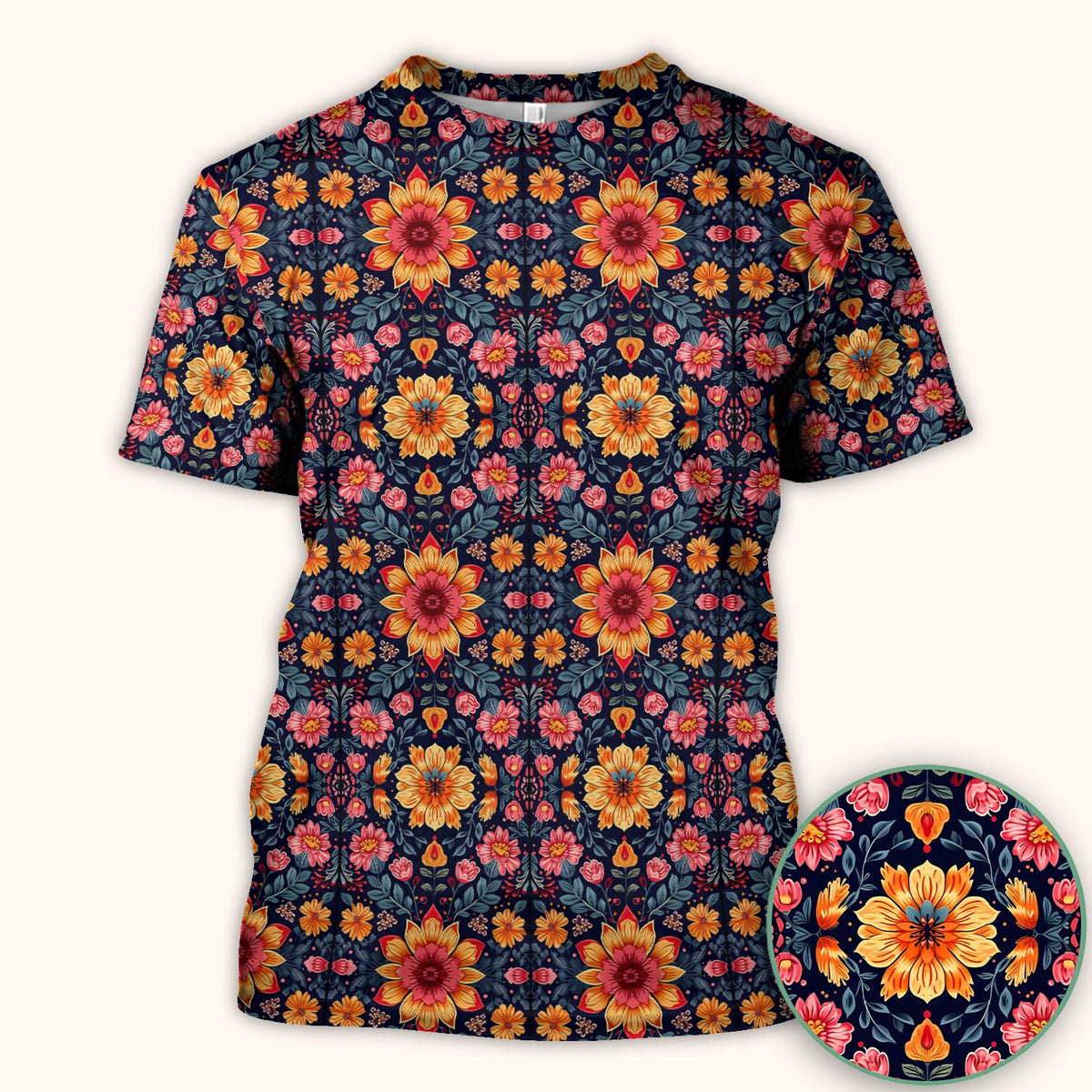 Elegant Dark Floral Nurse Scrub Top