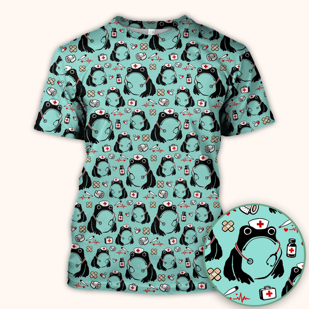 Frog Medical Nurse Scrub Top