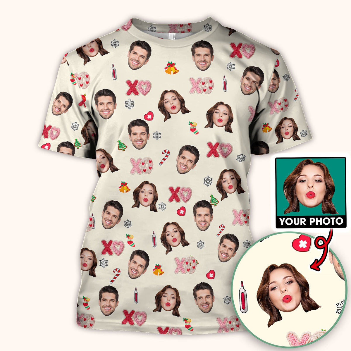 Personalized Photo Face Nurse Scrub Top
