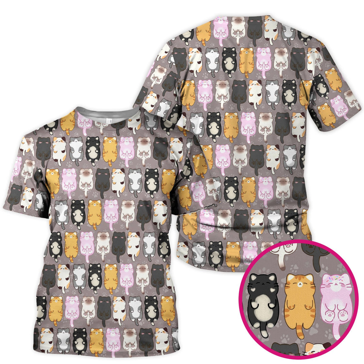 Cartoon Cats All Over Nurse Scrub Top