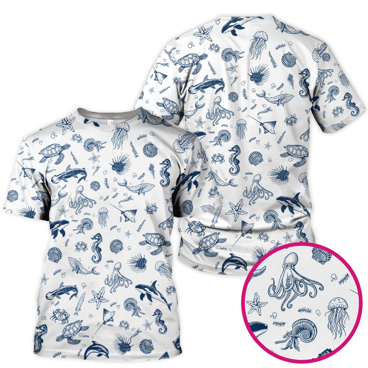 Marine Sea Life Nurse Scrub Top