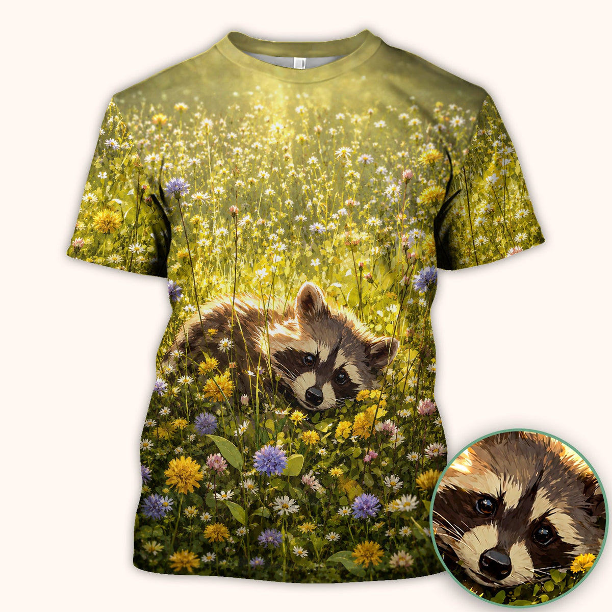 Meadow Raccoon Wildflower Garden Nurse Scrub Top