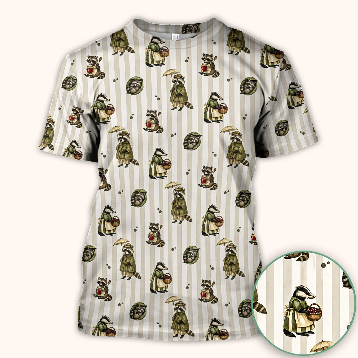 Woodland Raccoon Print Nurse Scrub Top