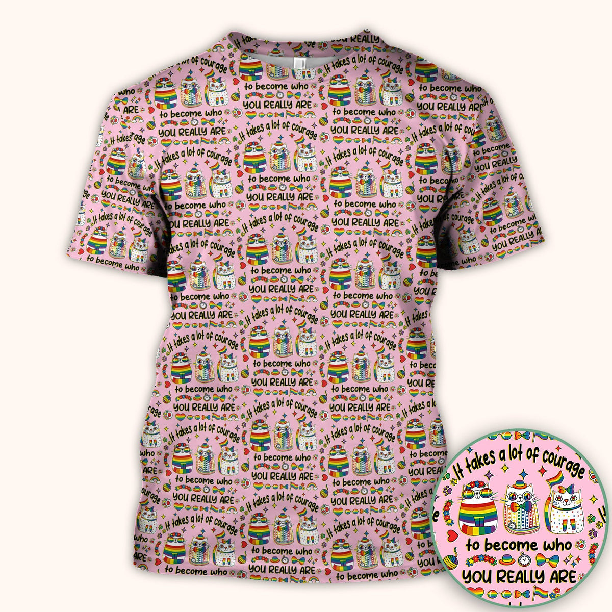 Nurse Rainbow Cat Courage Scrub Top