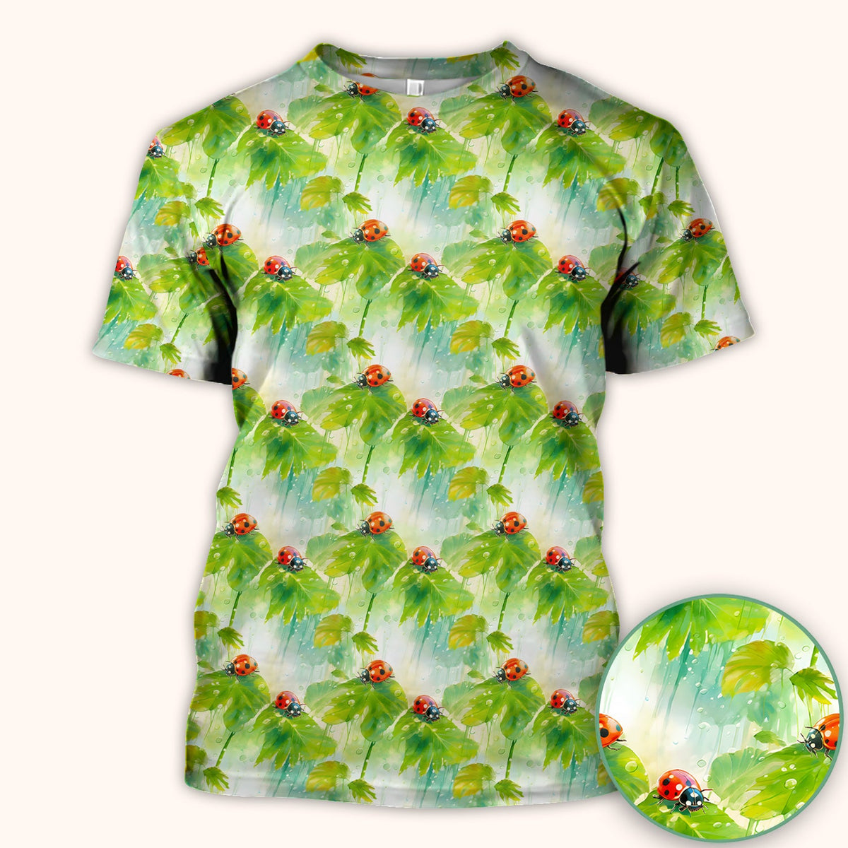Ladybugs On Rainy Leaves Nurse Scrub Top