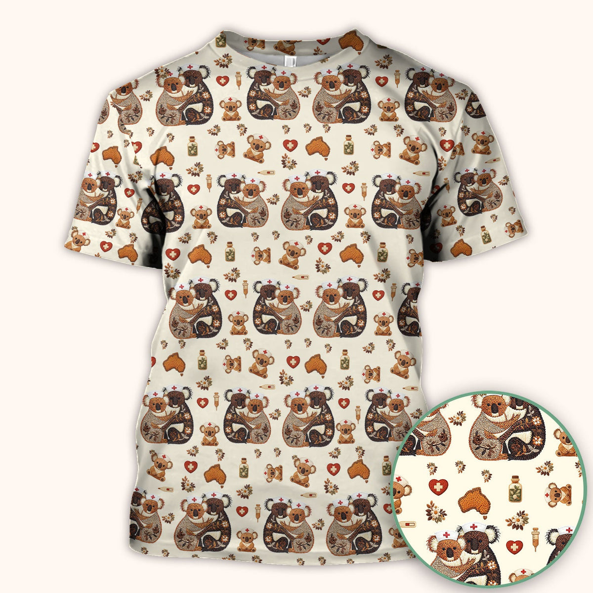 Koala Nurse Scrub Top - Valentines Day Gift