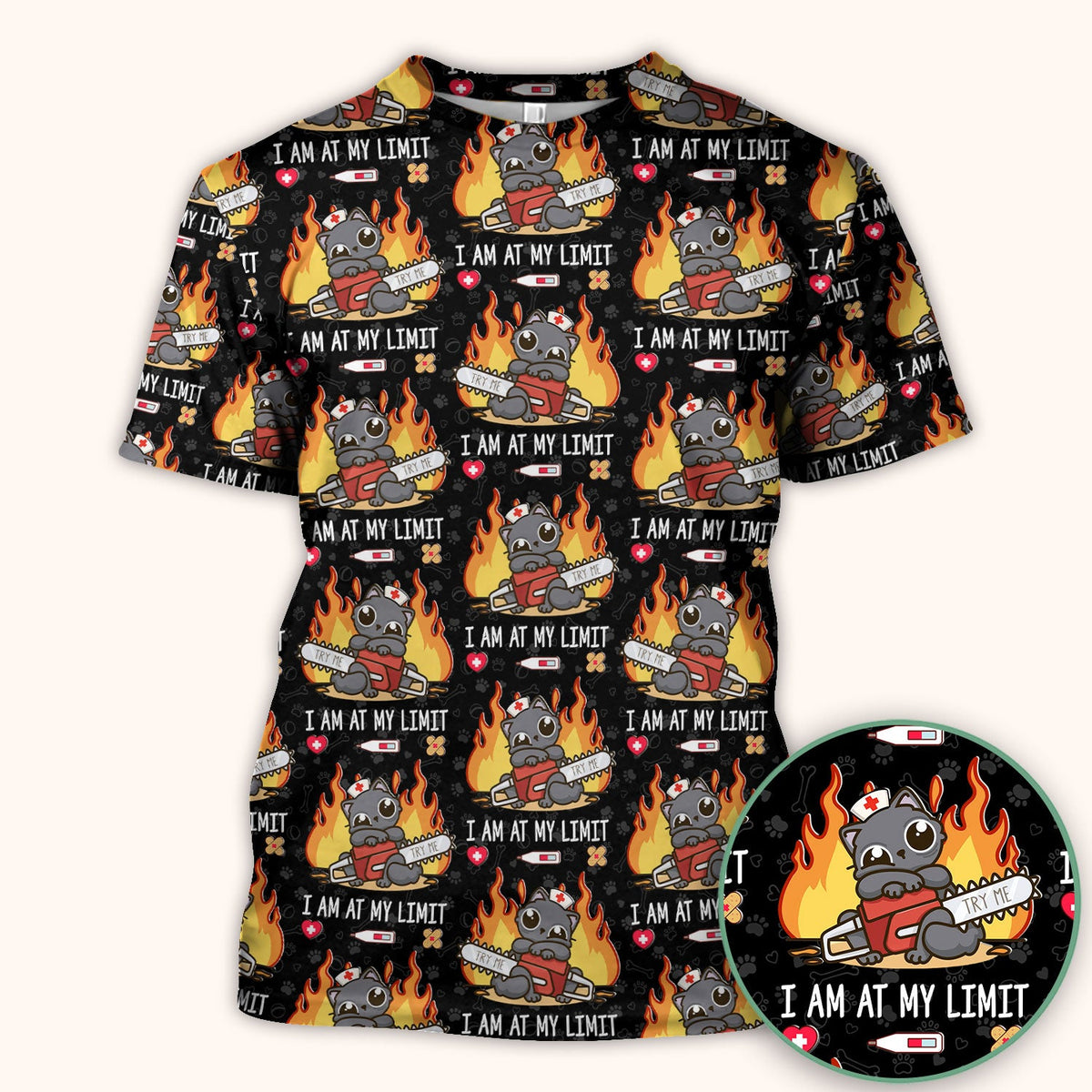 Cat I Am At My Limit Nurse Scrub Top