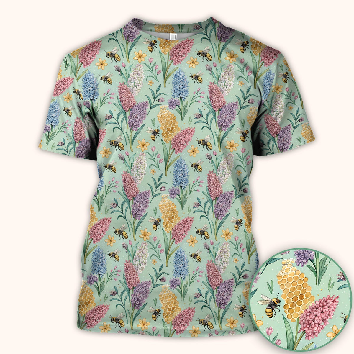 Pastel Wildflower Honeybee Nurse Scrub Top