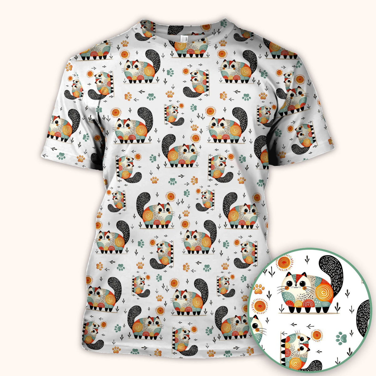 Cat Illustration Nurse Scrub Top