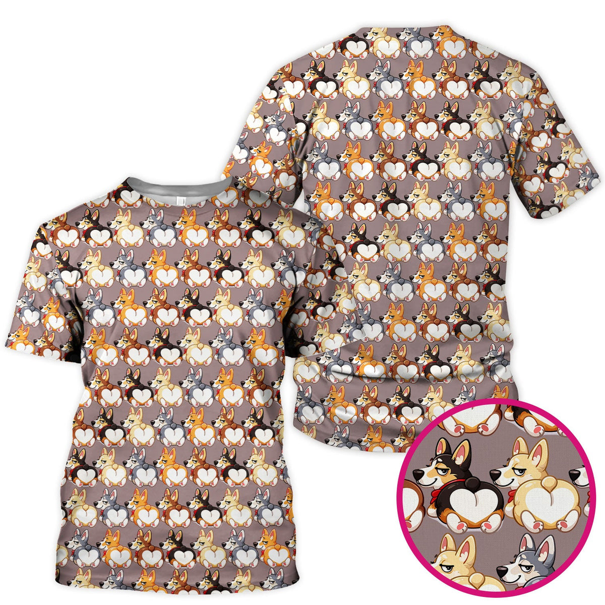Corgi Cartoon Nurse Scrub Top
