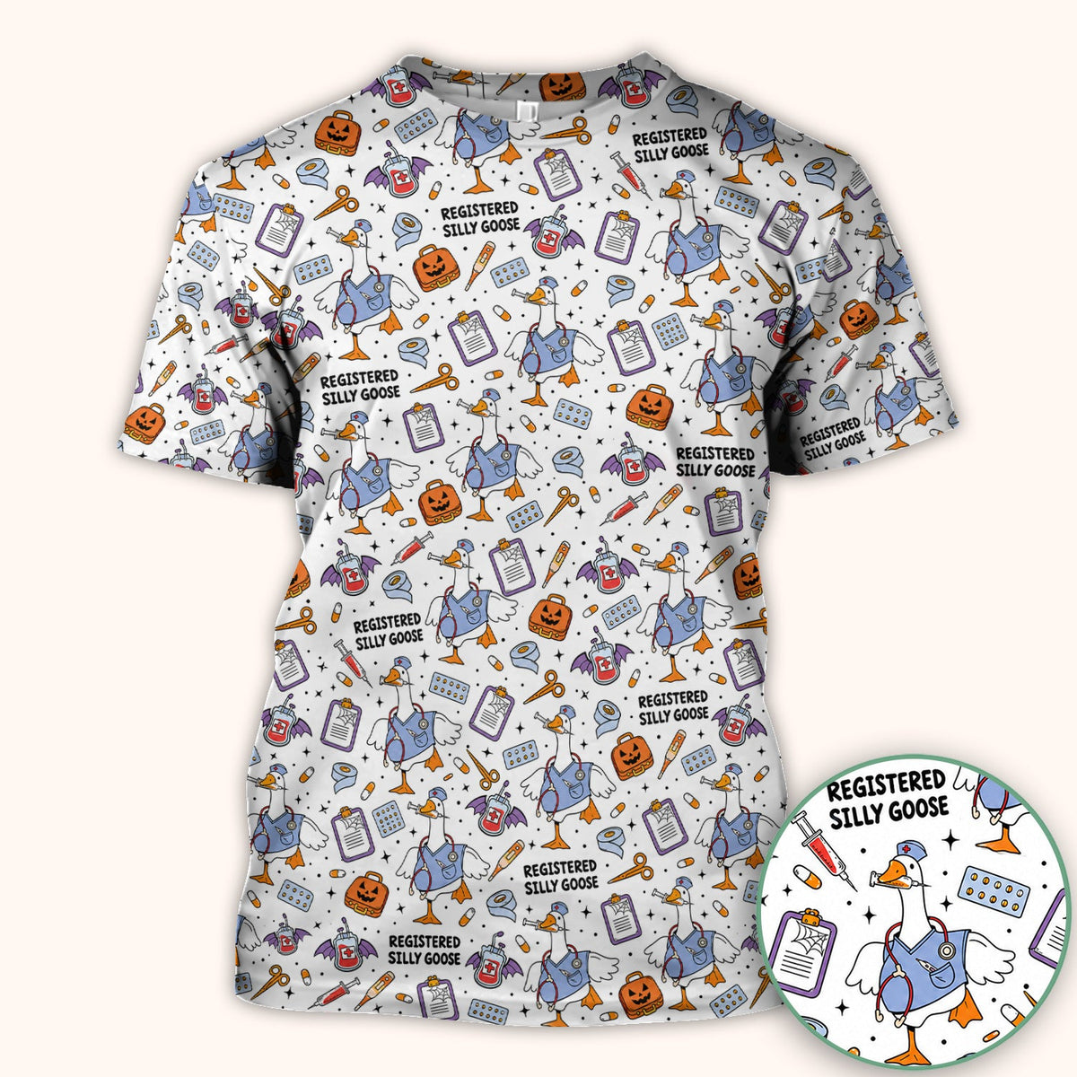 Registered Silly Goose Nurse Scrub Top - Halloween Gift