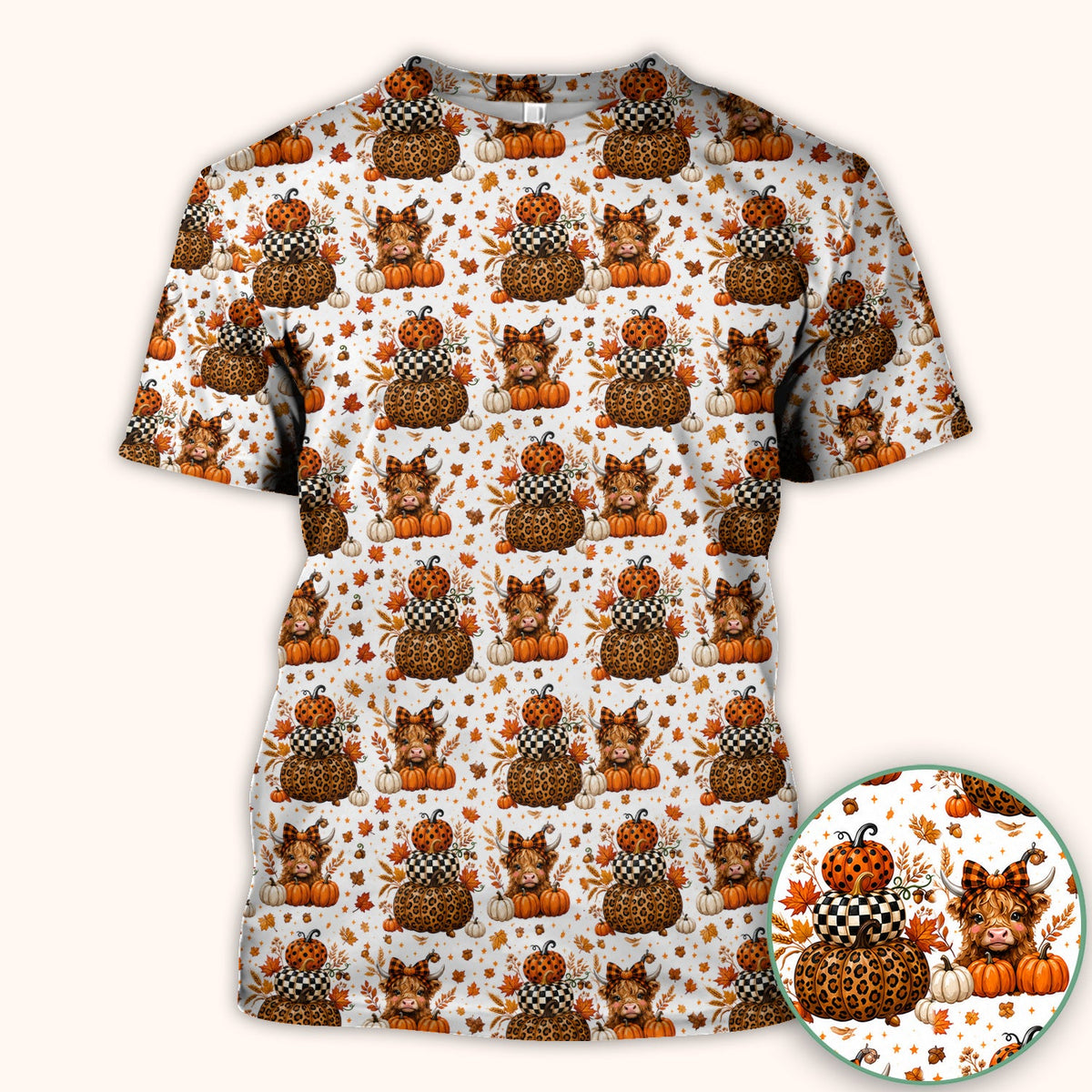 Fall Highland Cow Nurse Scrub Top